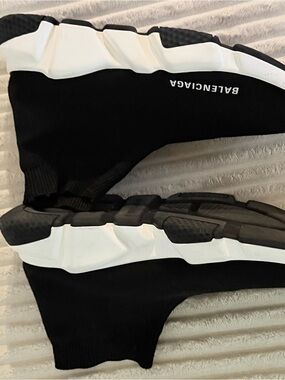Balenciaga Black and White Speed Sock Sneakers